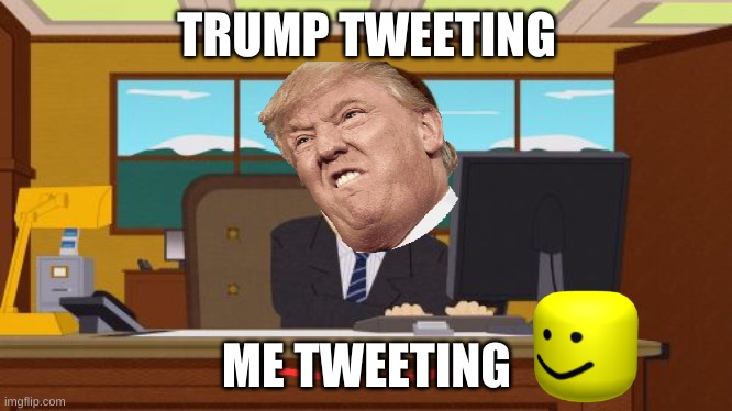 Aaaaand Its Gone | TRUMP TWEETING; ME TWEETING | image tagged in memes,aaaaand its gone | made w/ Imgflip meme maker