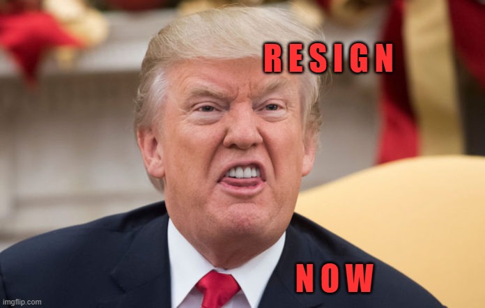 Dump Trump | R E S I G N; N O W | image tagged in dump trump | made w/ Imgflip meme maker