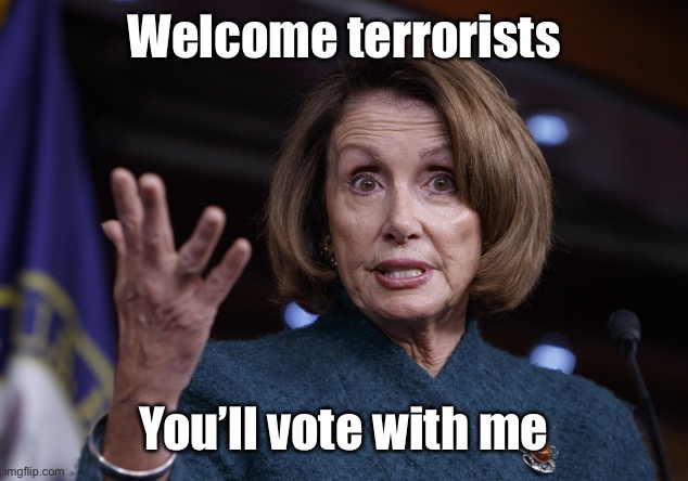 Good old Nancy Pelosi | Welcome terrorists You’ll vote with me | image tagged in good old nancy pelosi | made w/ Imgflip meme maker