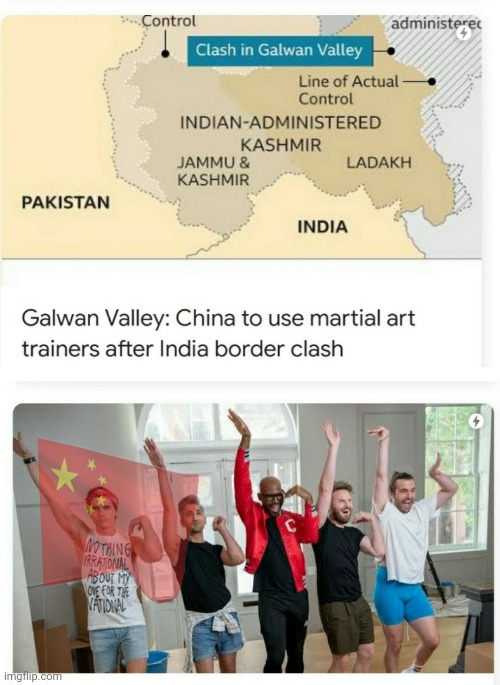 PLA Martial Artists vs India | image tagged in martial arts trainers,kung fu fighting,china,ccp,pla ymca | made w/ Imgflip meme maker