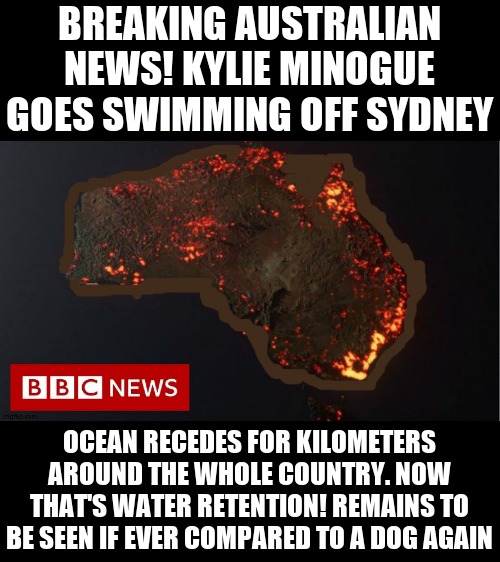 You'd hope someone that loose would wear an airtight wetsuit | BREAKING AUSTRALIAN NEWS! KYLIE MINOGUE GOES SWIMMING OFF SYDNEY; OCEAN RECEDES FOR KILOMETERS AROUND THE WHOLE COUNTRY. NOW THAT'S WATER RETENTION! REMAINS TO BE SEEN IF EVER COMPARED TO A DOG AGAIN | image tagged in kylie minogue,kylieminoguesucks,google kylie minogue,kylie minogue memes,she loose,reeeal loose | made w/ Imgflip meme maker