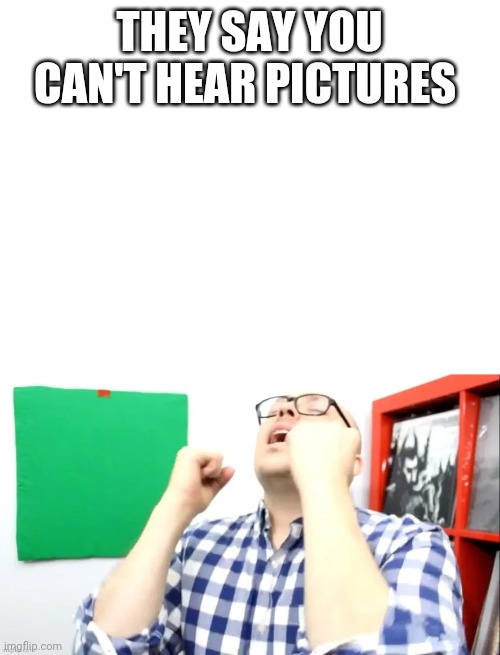THEY SAY YOU CAN'T HEAR PICTURES | image tagged in blank white template | made w/ Imgflip meme maker