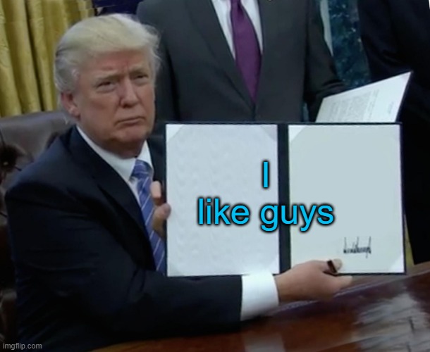 Trump Bill Signing Meme | I like guys | image tagged in memes,trump bill signing | made w/ Imgflip meme maker
