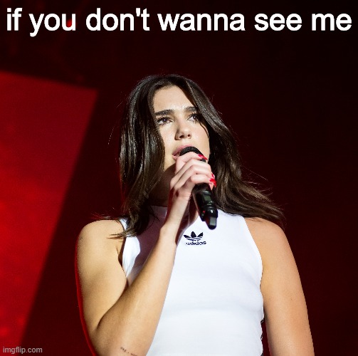Dua Lipa | if you don't wanna see me | image tagged in singing | made w/ Imgflip meme maker