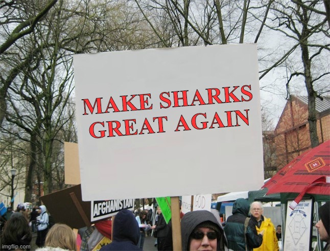 Blank protest sign | MAKE SHARKS GREAT AGAIN | image tagged in blank protest sign | made w/ Imgflip meme maker