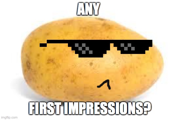 Any First Impressions? | ANY; FIRST IMPRESSIONS? | image tagged in potato | made w/ Imgflip meme maker