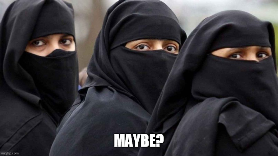 Islamic women | MAYBE? | image tagged in islamic women | made w/ Imgflip meme maker