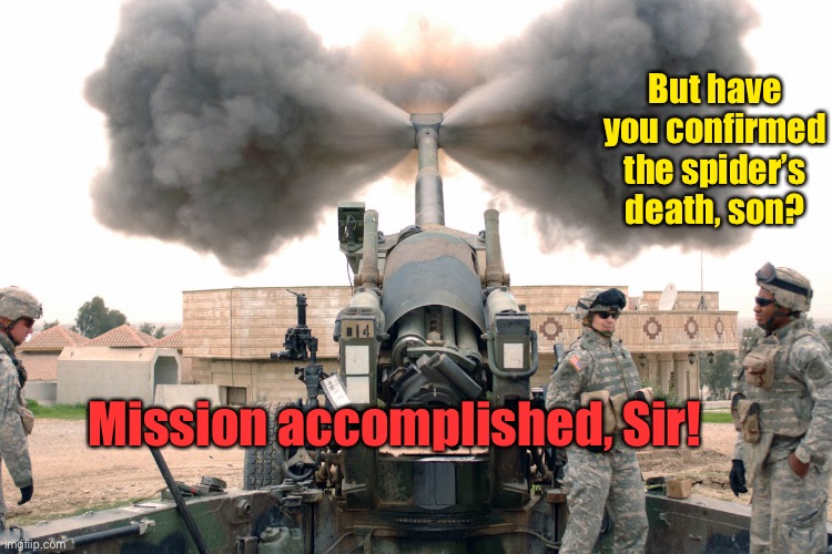 Mission accomplished, Sir! But have you confirmed the spider’s death, son? | made w/ Imgflip meme maker