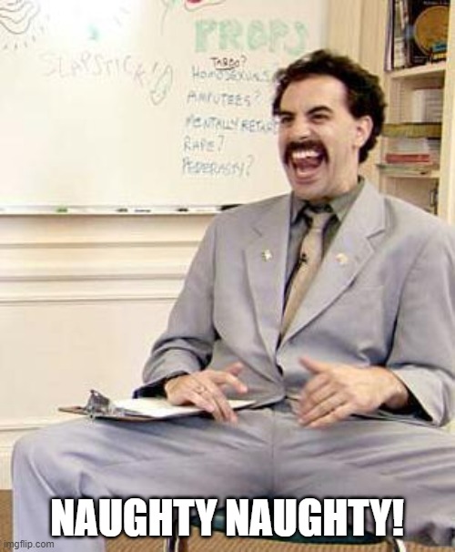 Borat | NAUGHTY NAUGHTY! | image tagged in borat | made w/ Imgflip meme maker