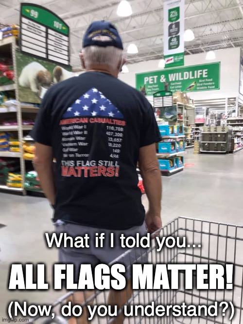 Now I get it! | What if I told you... ALL FLAGS MATTER! (Now, do you understand?) | image tagged in blm,all lives matter,black lives matter,maga | made w/ Imgflip meme maker