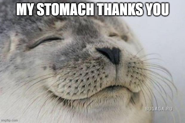 Happy Seal | MY STOMACH THANKS YOU | image tagged in happy seal | made w/ Imgflip meme maker