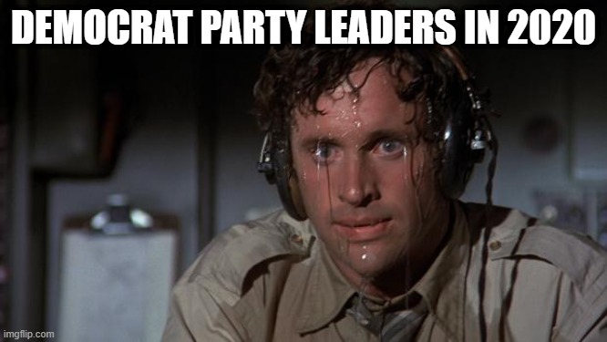 pilot sweating | DEMOCRAT PARTY LEADERS IN 2020 | image tagged in pilot sweating | made w/ Imgflip meme maker