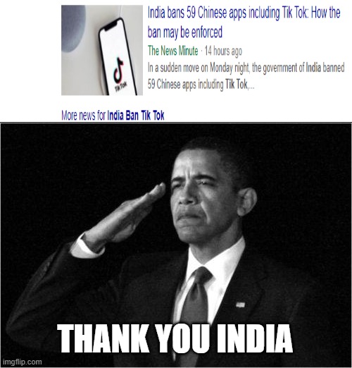 Thank you India | THANK YOU INDIA | image tagged in obama-salute | made w/ Imgflip meme maker