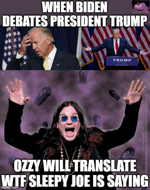 Even Ozzy makes more sense than Pedo Joe | WHEN BIDEN DEBATES PRESIDENT TRUMP; OZZY WILL TRANSLATE WTF SLEEPY JOE IS SAYING | image tagged in donald trump,ozzy,joe biden worries | made w/ Imgflip meme maker