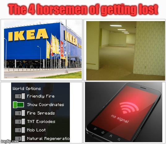 The 4 horsemen of getting lost | The 4 horsemen of getting lost | image tagged in 4 horsemen | made w/ Imgflip meme maker