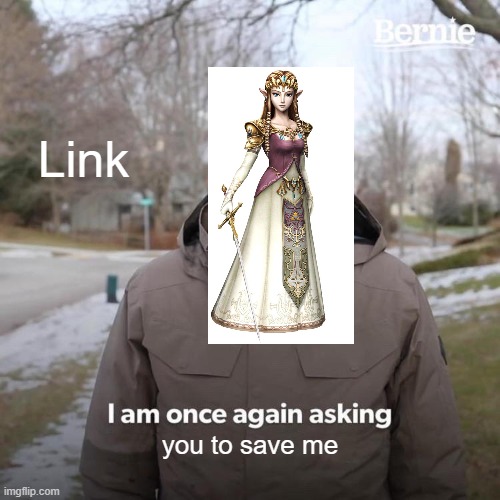 Hyrule need you again | Link; you to save me | image tagged in bernie i am once again asking for your support,legend of zelda,save me,hero | made w/ Imgflip meme maker