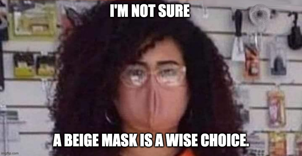 Bad Choice | I'M NOT SURE; A BEIGE MASK IS A WISE CHOICE. | image tagged in covid,funny | made w/ Imgflip meme maker