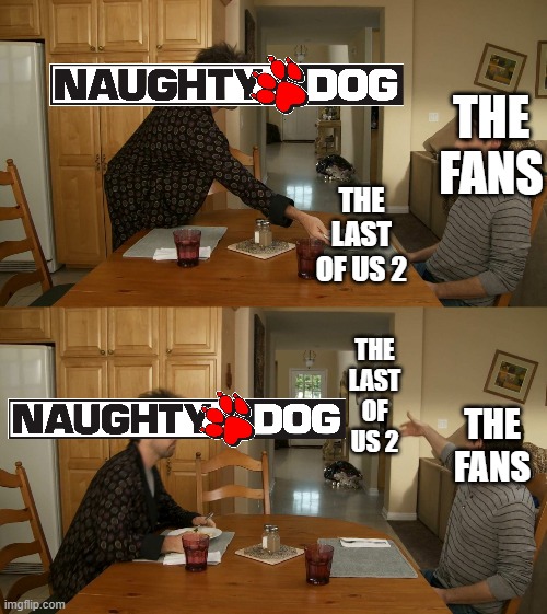 Plate toss | THE FANS; THE LAST OF US 2; THE LAST OF US 2; THE FANS | image tagged in plate toss,the last of us,naughty dog | made w/ Imgflip meme maker