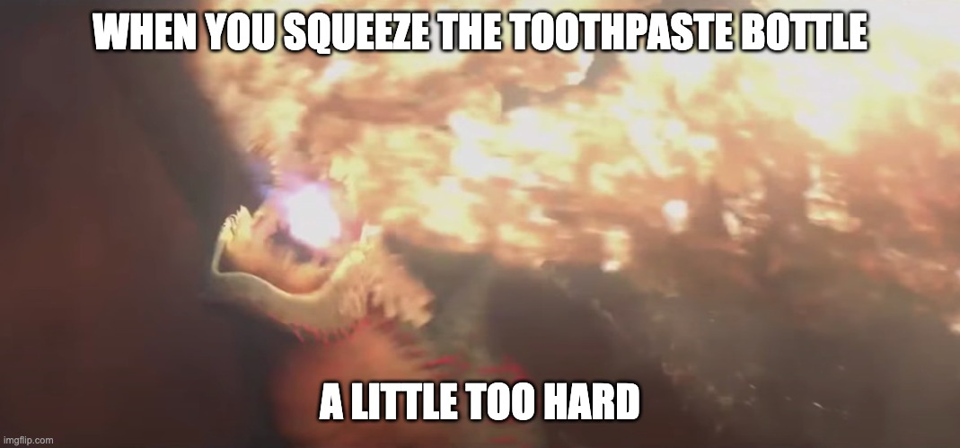 WHEN YOU SQUEEZE THE TOOTHPASTE BOTTLE; A LITTLE TOO HARD | made w/ Imgflip meme maker