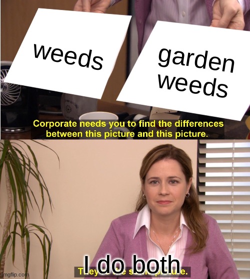 They're The Same Picture | weeds; garden weeds; I do both | image tagged in memes,they're the same picture | made w/ Imgflip meme maker