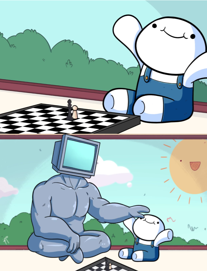 High Quality Baby Beats Computer At Chess Blank Meme Template