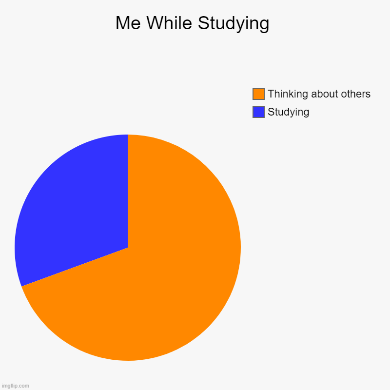 Me While Studying | Studying, Thinking about others | image tagged in charts,pie charts | made w/ Imgflip chart maker