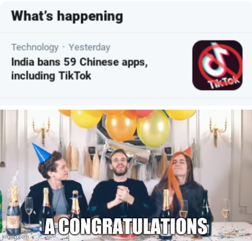 Finally!!!!! | image tagged in congratulations,no more tic tok | made w/ Imgflip meme maker