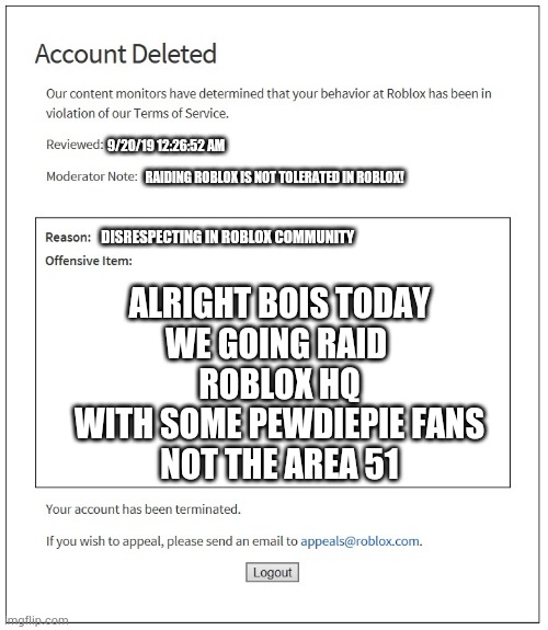 Banned From Roblox Memes Gifs Imgflip