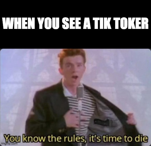 itk tok suck | WHEN YOU SEE A TIK TOKER | image tagged in you know the rules it's time to die | made w/ Imgflip meme maker
