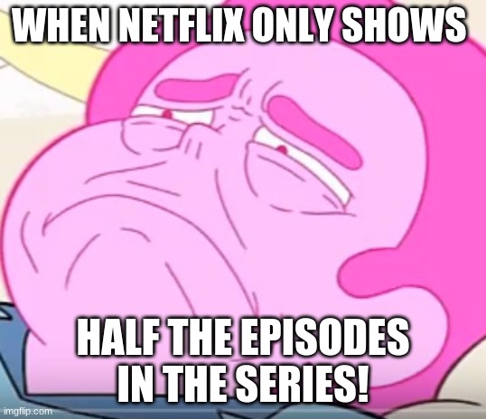 Steven Universe on netflix |  WHEN NETFLIX ONLY SHOWS; HALF THE EPISODES IN THE SERIES! | image tagged in steven universe,netflix,episode,series | made w/ Imgflip meme maker