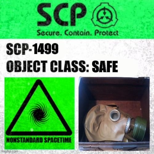SCP-1499 Label | 1499; SAFE | image tagged in scp label template safe | made w/ Imgflip meme maker