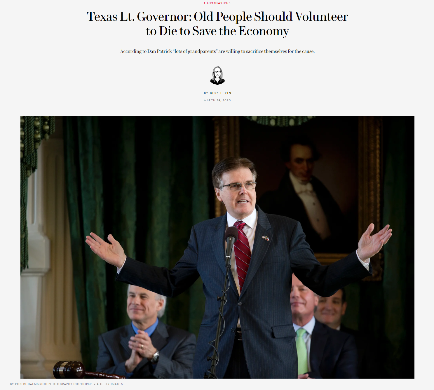 Texas Lieutenant Governor Dan Patrick headline Blank Meme Template