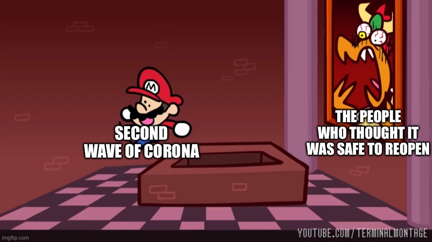 BLJ | THE PEOPLE WHO THOUGHT IT WAS SAFE TO REOPEN; SECOND WAVE OF CORONA | image tagged in gaming | made w/ Imgflip meme maker