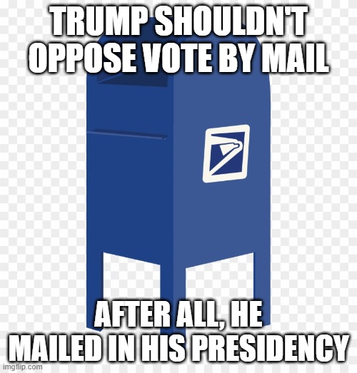 Vote by  mail | TRUMP SHOULDN'T OPPOSE VOTE BY MAIL; AFTER ALL, HE MAILED IN HIS PRESIDENCY | image tagged in vote | made w/ Imgflip meme maker