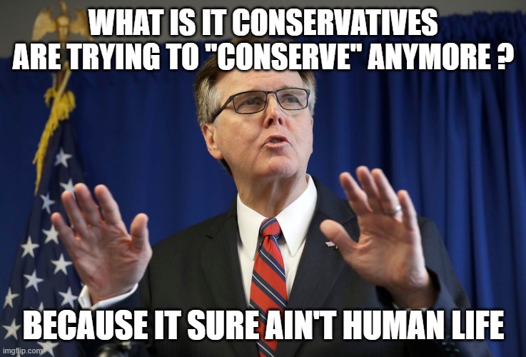 WHAT IS IT CONSERVATIVES ARE TRYING TO "CONSERVE" ANYMORE ? BECAUSE IT SURE AIN'T HUMAN LIFE | image tagged in texas,coronavirus | made w/ Imgflip meme maker