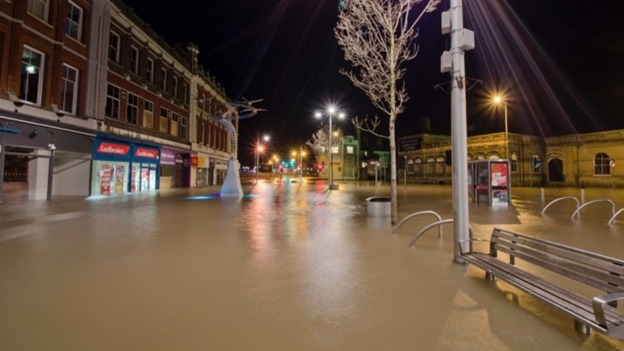 High Quality flooded town center Blank Meme Template
