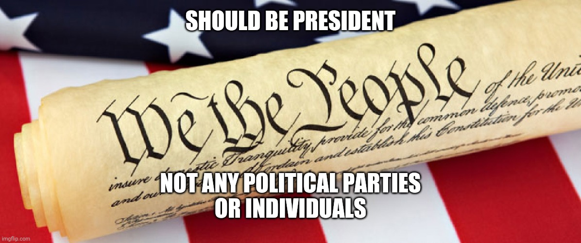 we the people | SHOULD BE PRESIDENT; NOT ANY POLITICAL PARTIES
OR INDIVIDUALS | image tagged in we the people | made w/ Imgflip meme maker