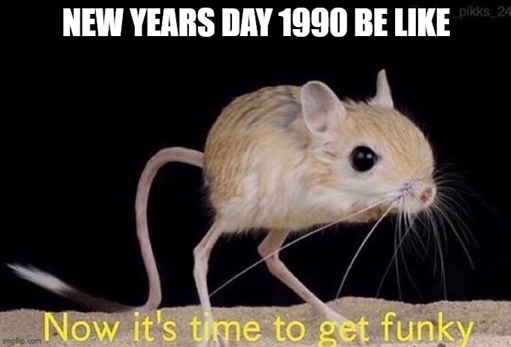 1990 | NEW YEARS DAY 1990 BE LIKE | image tagged in now its time to get funky | made w/ Imgflip meme maker