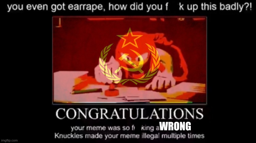 Knuckles Meme Illegal Communist | WRONG | image tagged in knuckles meme illegal communist | made w/ Imgflip meme maker