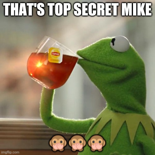 But That's None Of My Business | THAT'S TOP SECRET MIKE; 🙊🙊🙊 | image tagged in memes,but that's none of my business,kermit the frog | made w/ Imgflip meme maker