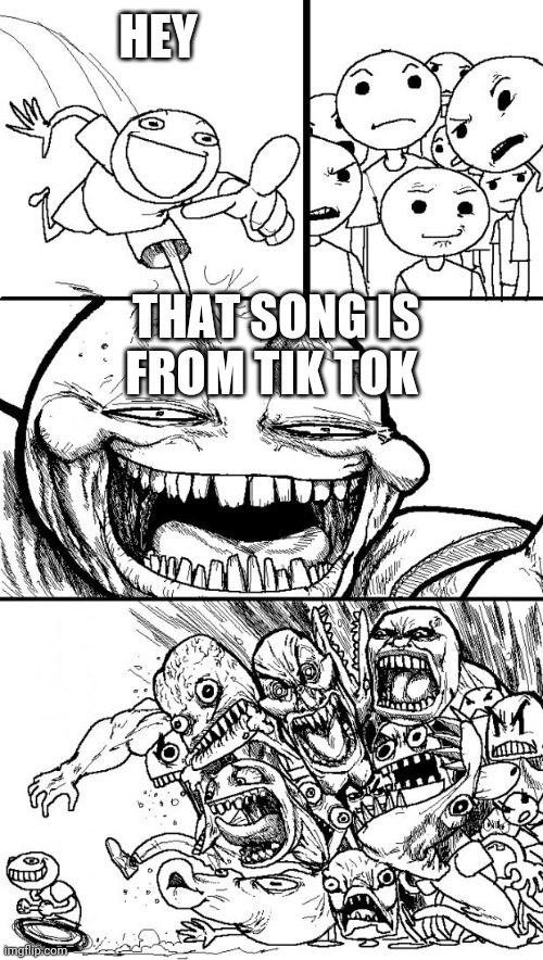 Hey Internet | HEY; THAT SONG IS FROM TIK TOK | image tagged in memes,hey internet | made w/ Imgflip meme maker