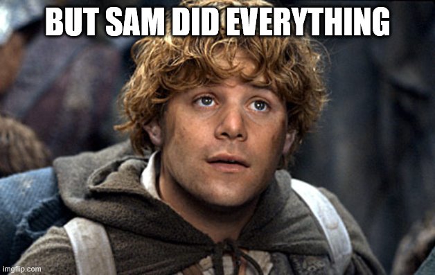 samwise | BUT SAM DID EVERYTHING | image tagged in samwise | made w/ Imgflip meme maker
