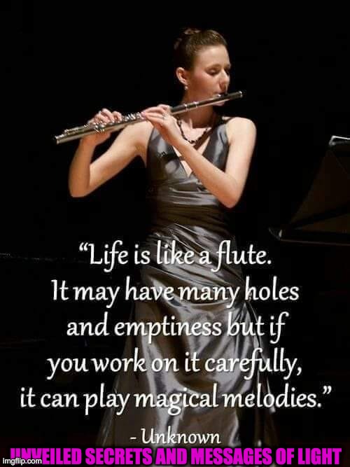 FLUTE | UNVEILED SECRETS AND MESSAGES OF LIGHT | image tagged in flute | made w/ Imgflip meme maker