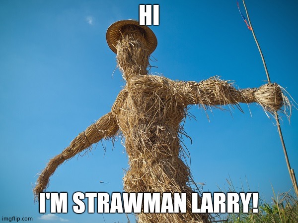 Strawman | HI I'M STRAWMAN LARRY! | image tagged in strawman | made w/ Imgflip meme maker