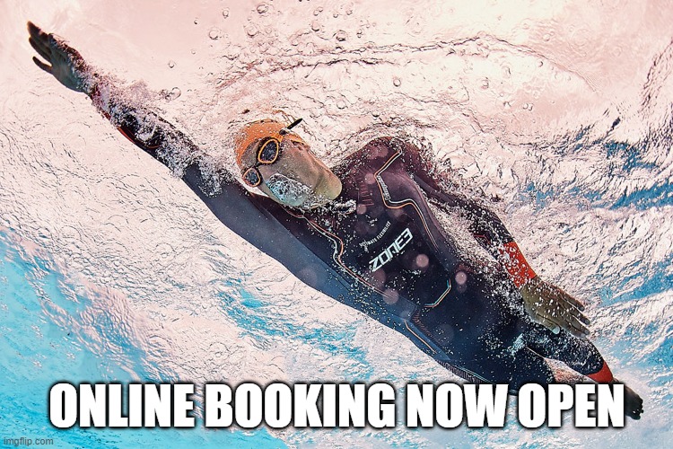 ONLINE BOOKING NOW OPEN | image tagged in swimming | made w/ Imgflip meme maker