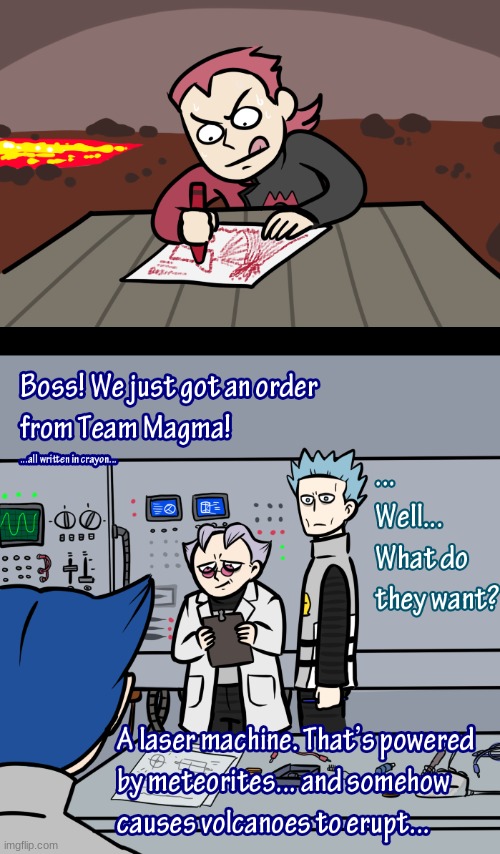 I love how confused Cyrus looks, and the fact Maxie's drawing with a crayon. (Credits to the original artist!) | image tagged in comics/cartoons,memes,funny | made w/ Imgflip meme maker