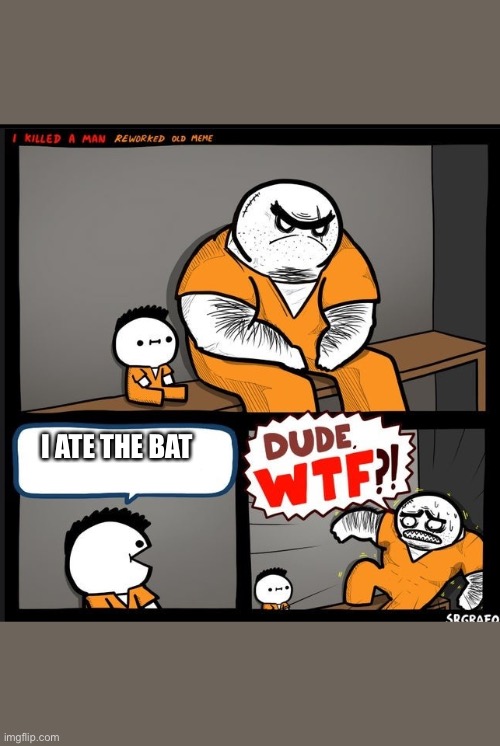 Srgrafo dude wtf | I ATE THE BAT | image tagged in srgrafo dude wtf | made w/ Imgflip meme maker