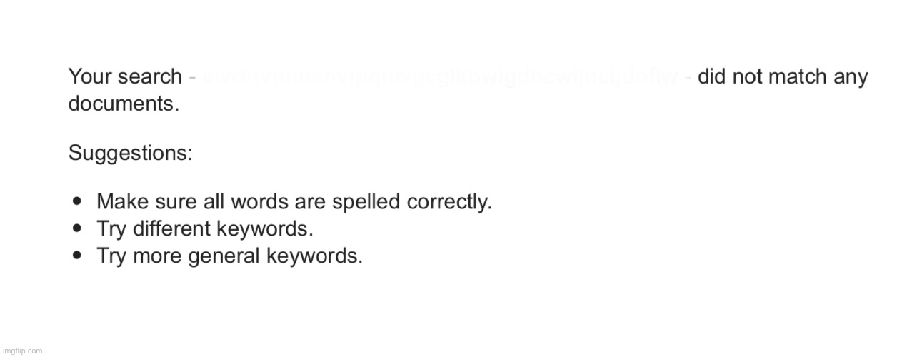You search did not match any documents | image tagged in you search did not match any documents | made w/ Imgflip meme maker