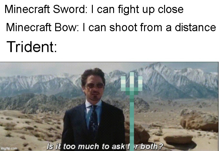 Minecraft sword vs trident | image tagged in shield,sword,minecraft | made w/ Imgflip meme maker