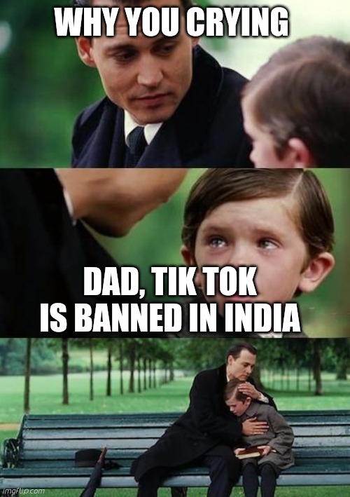 Tik Tok banned | WHY YOU CRYING; DAD, TIK TOK IS BANNED IN INDIA | image tagged in sad johny depp | made w/ Imgflip meme maker